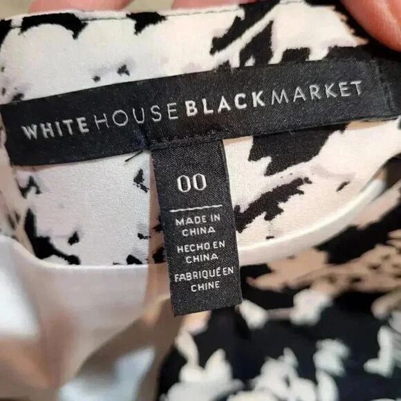 White House Black Market Women's White & Black Floral w Lattice Lined Pencil Str - Picture 10 of 11